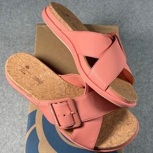 Clarks Cloudsteppers Step June Shell Coral Slide Sandals Women's Size 7.5W NIB
